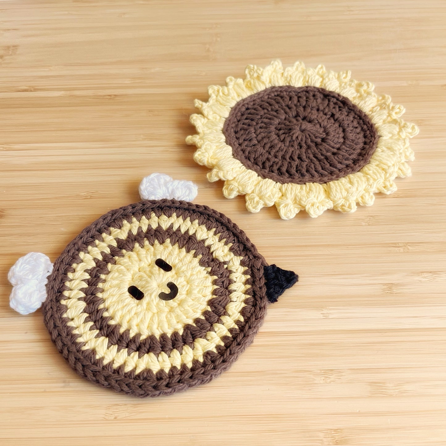 Bee & Sunflower Coasters DIGITAL CROCHET PATTERN