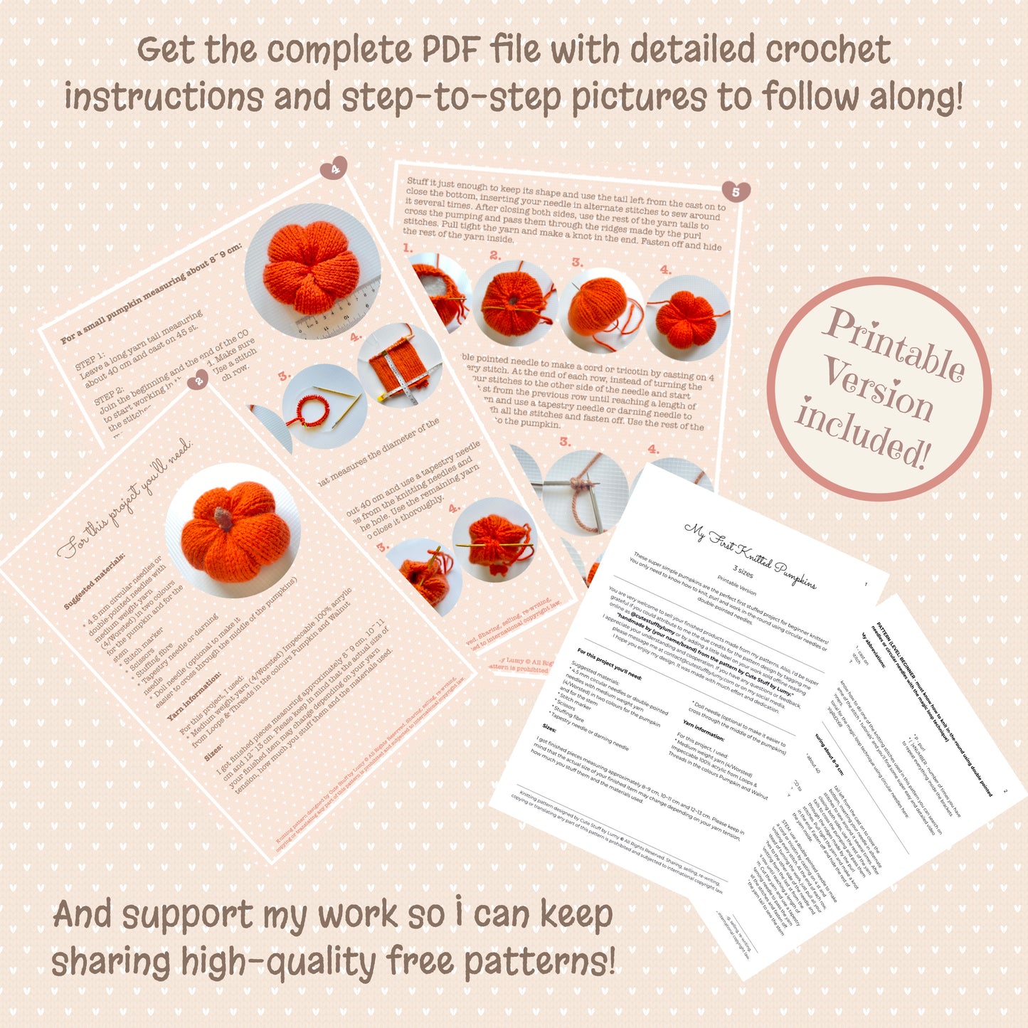 My First Knitted Pumpkins DIGITAL KNITTING PATTERN