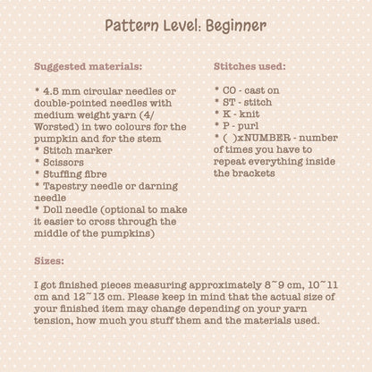 My First Knitted Pumpkins DIGITAL KNITTING PATTERN