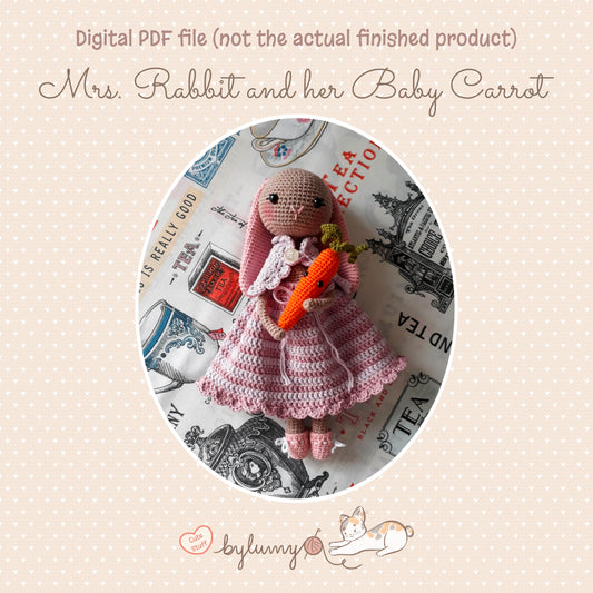 Mrs. Rabbit and her Baby Carrot DIGITAL CROCHET PATTERN