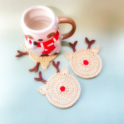 Rudolf Reindeer Coaster DIGITAL CROCHET PATTERN