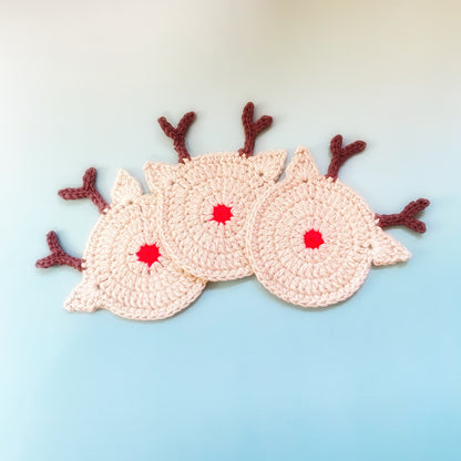 Rudolf Reindeer Coaster DIGITAL CROCHET PATTERN