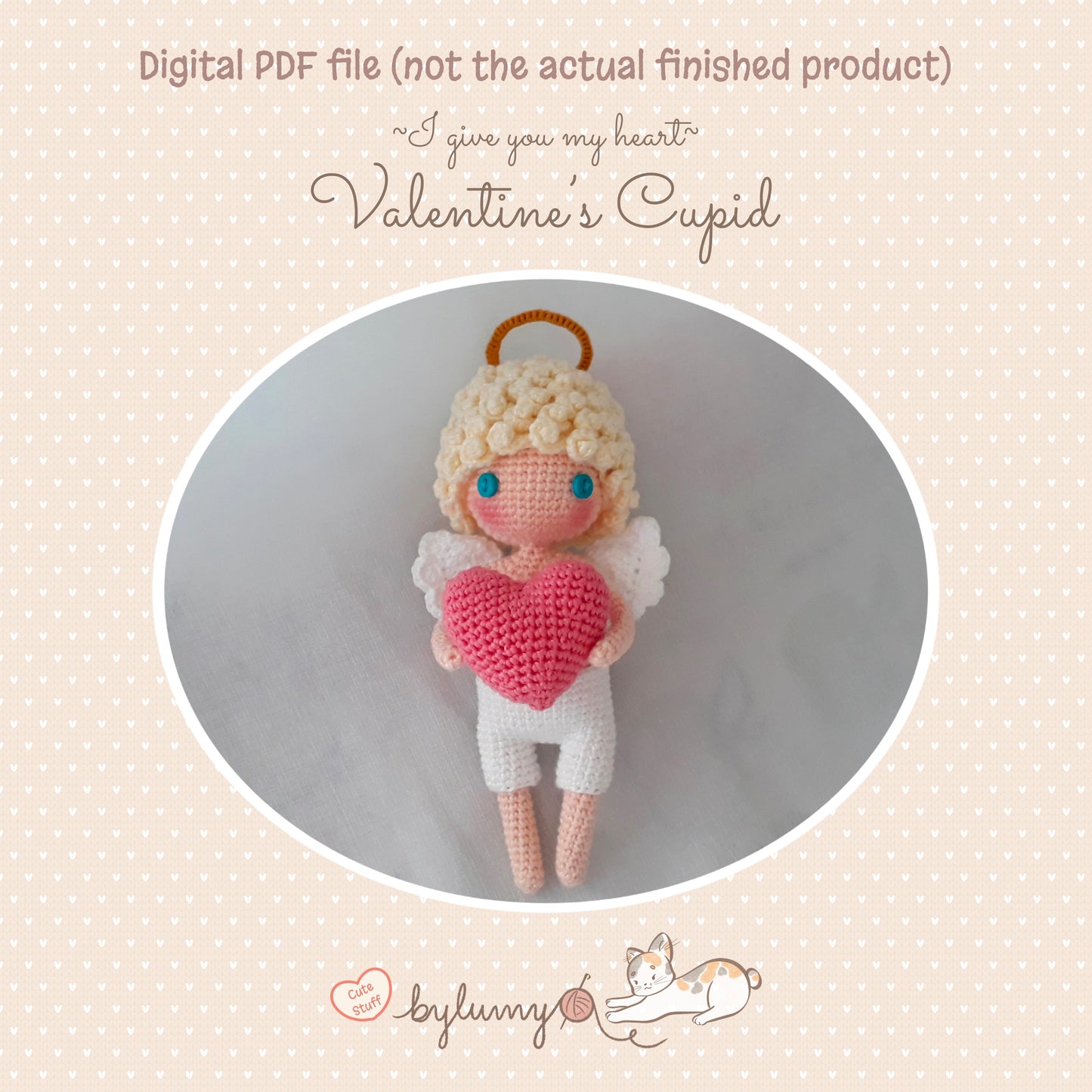 ~ I give you my heart ~ Valentine’s Cupid DIGITAL CROCHET PATTERN