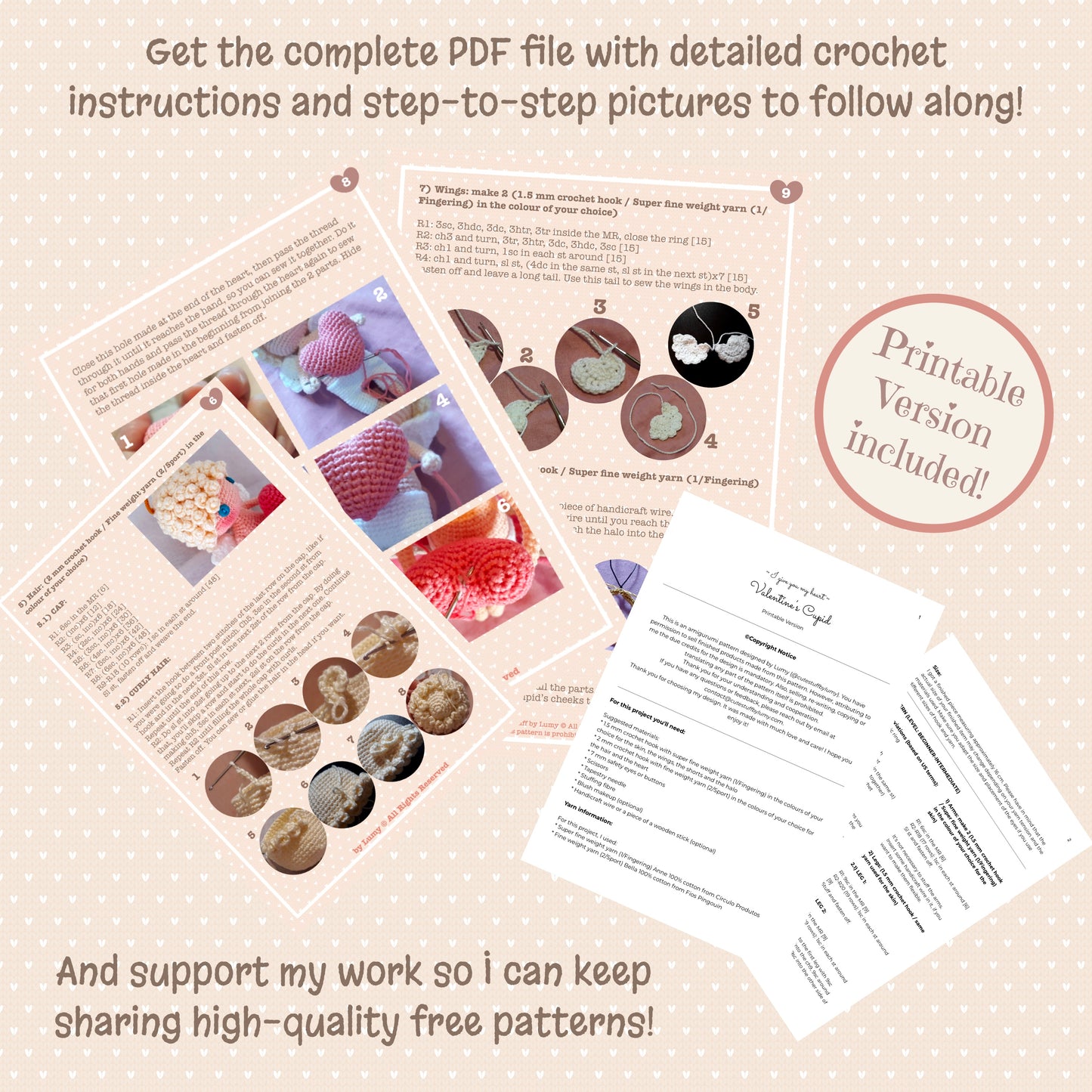 ~ I give you my heart ~ Valentine’s Cupid DIGITAL CROCHET PATTERN
